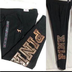NWOT PINK Victoria’s Secret bling  jogger’s medium brand new but no tags